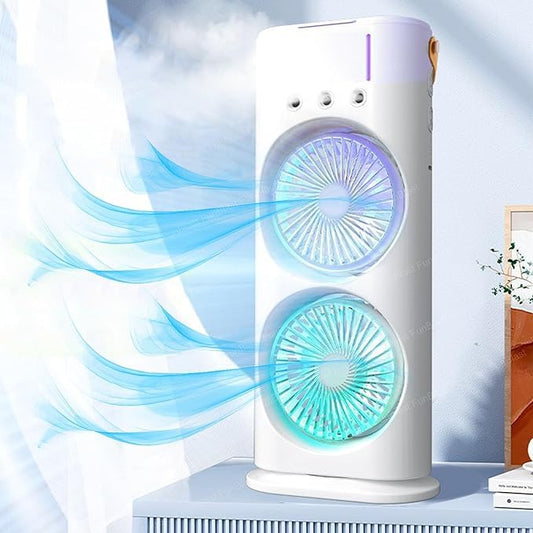 DualFlow Mini Air Cooler – Double-End Portable Cooling Fan