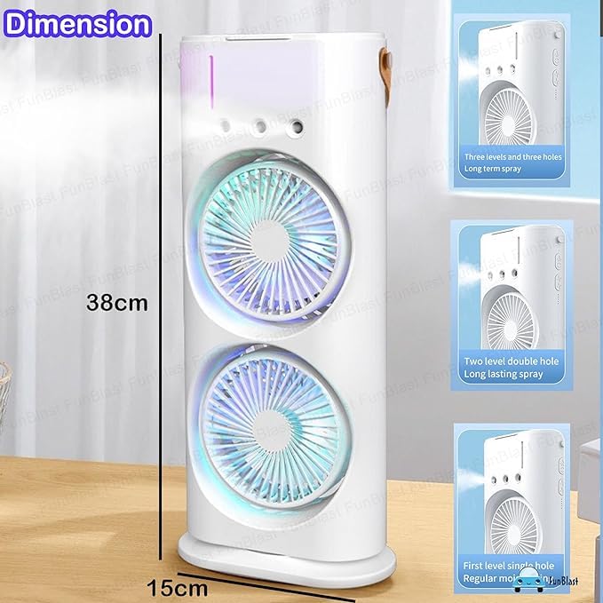 DualFlow Mini Air Cooler – Double-End Portable Cooling Fan