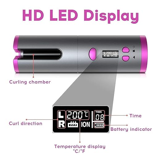 Cordless Auto Hair Curler – Smart Sensor, USB Rechargeable, Tourmaline Ceramic