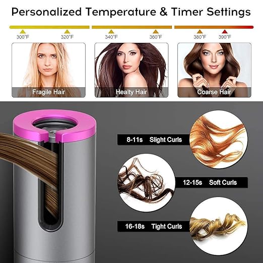 Cordless Auto Hair Curler – Smart Sensor, USB Rechargeable, Tourmaline Ceramic