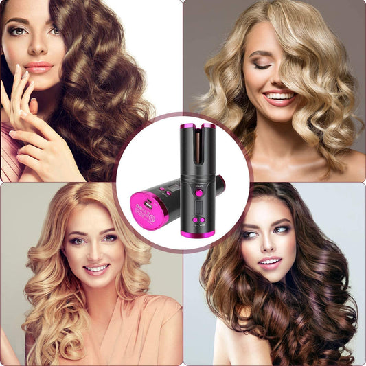 Cordless Auto Hair Curler – Smart Sensor, USB Rechargeable, Tourmaline Ceramic